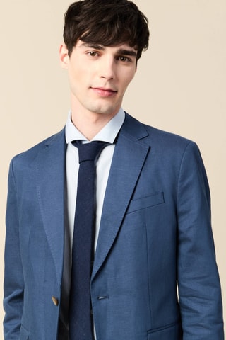 Corbata de lino  - Azul oscuro