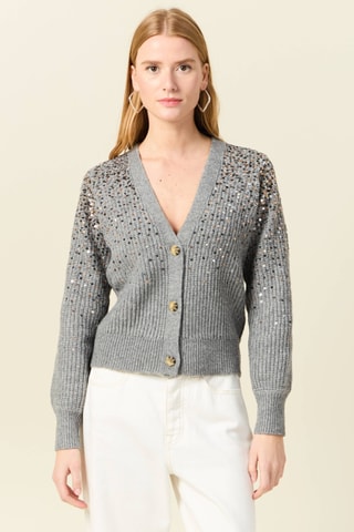 Cárdigan con lentejuelas  - Gris