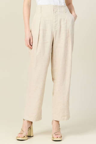 Pantalón de lino  - Camel