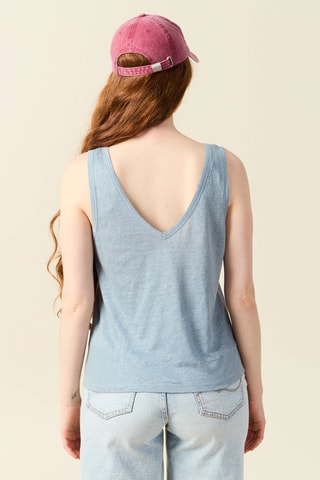 Camiseta de tirantes de lino  - Azul