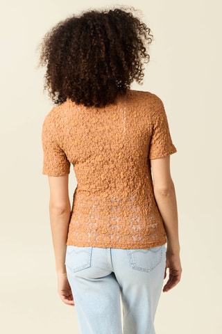 Top de encaje y algodón orgánico  - Marrón