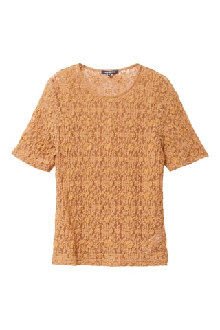 Top de encaje y algodón orgánico  - Marrón