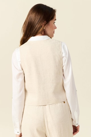 Chaleco de traje de lino  - Camel