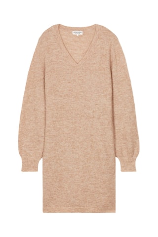 Vestido jersey de lana y mohair  - Topo