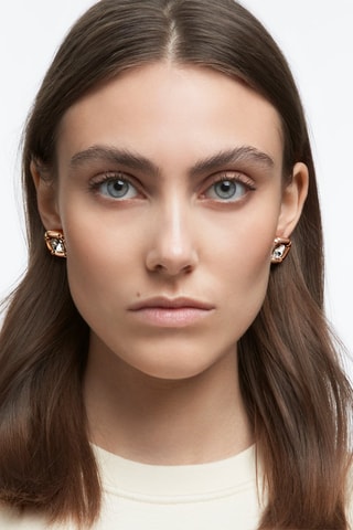 Pendientes chapados en oro rosa con cristales Swarovski - Blanco y rosa dorado