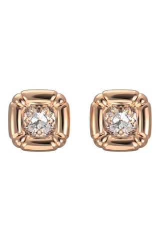 Pendientes chapados en oro rosa con cristales Swarovski - Blanco y rosa dorado