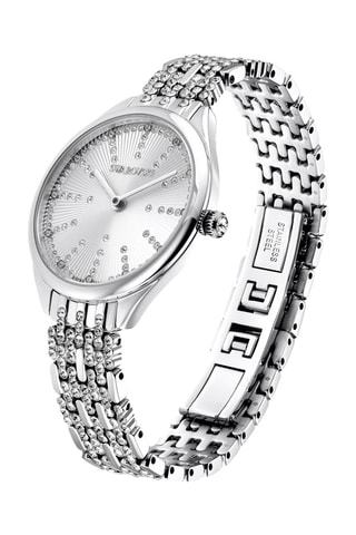 Reloj de cuarzo de metal y con cristales Swarovski - Plateado