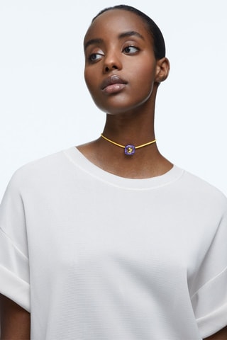 Collar con cristales Swarovski Dulcis - Amarillo y violeta