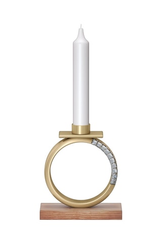 Candelabro con cristales Swarovski - 11,2 x 12,8 x 4,6 cm - Dorado