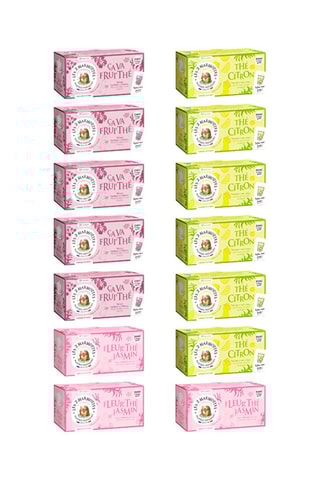 5 x Thé noir framboise et hibiscus bio + 3 x Fleur'thé Jasmin Bio + 6 x Thé citron bio - 14 x 30 sachets