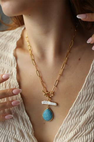 Collier - Opale et perle de culture