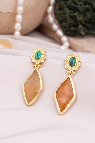Boucles d’oreilles - Malachites et citrines
