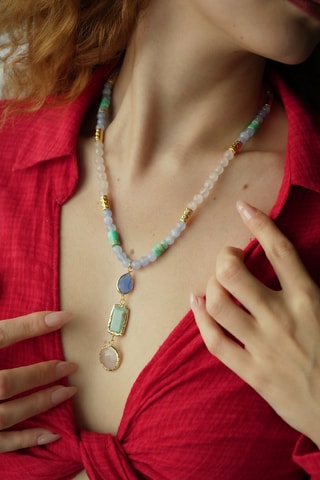 Collier - Quartz, amazonites et opales