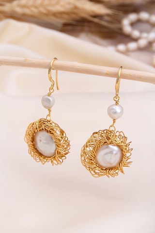 Brincos - Banhado a ouro amarelo e pérolas de cultura