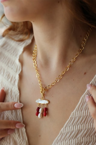 Collier - Perles de corail et perles de culture