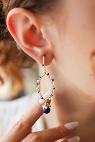 Boucles d'oreilles - Perles de culture et saphirs