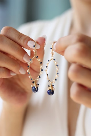 Boucles d'oreilles - Perles de culture et saphirs