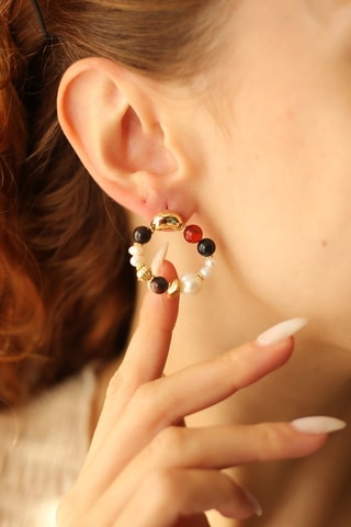 Boucles d'oreilles - Perles de culture et agates