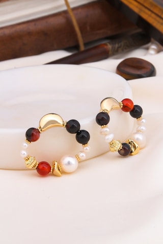 Boucles d'oreilles - Perles de culture et agates