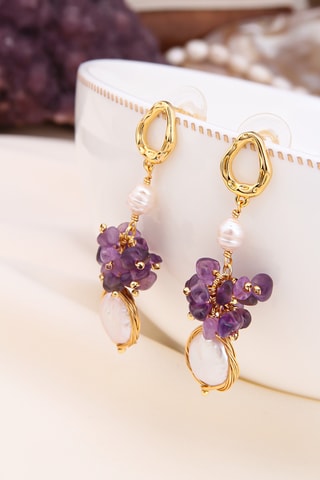 Boucles d’oreilles - Perles de culture et améthystes