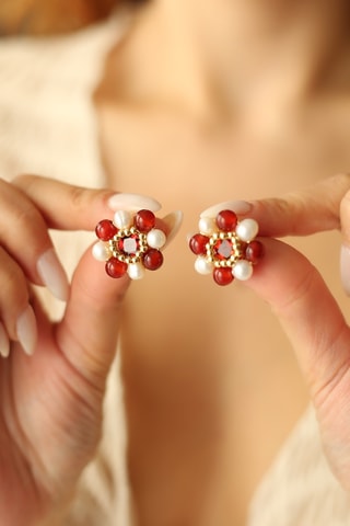 Boucles d’oreilles - Perles de culture et corail 