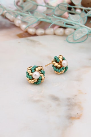 Boucles d'oreilles - Turquoises et perles de culture