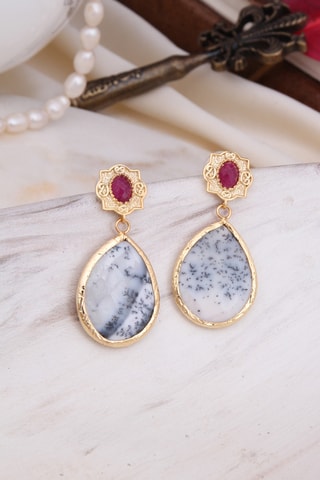 Boucles d’oreilles - Opales et agates