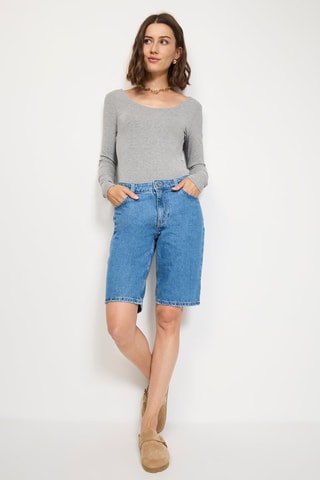 Zijden Bodysuit - Gemêleerd Lichtgrijs