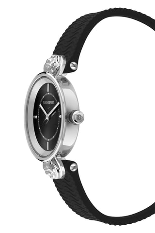Montre à quartz en silicone - Noir et argenté