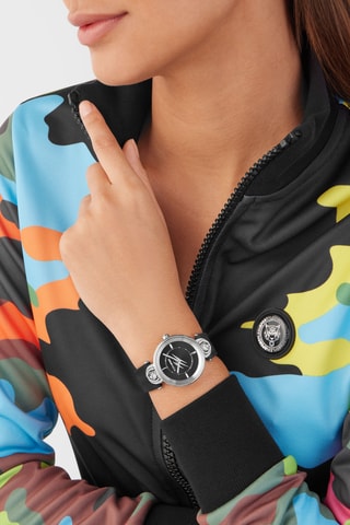 Montre à quartz en silicone - Noir et argenté