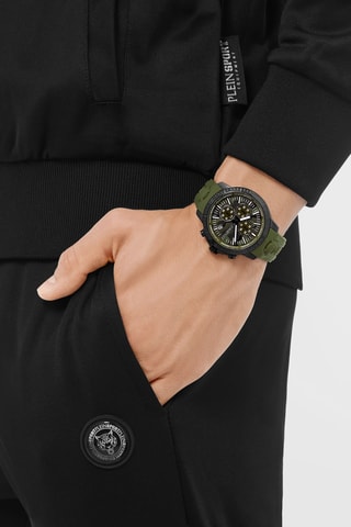 Montre à quartz en silicone - Chronographe - Vert et noir