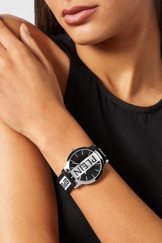 Montre à quartz en silicone - Noir et argenté