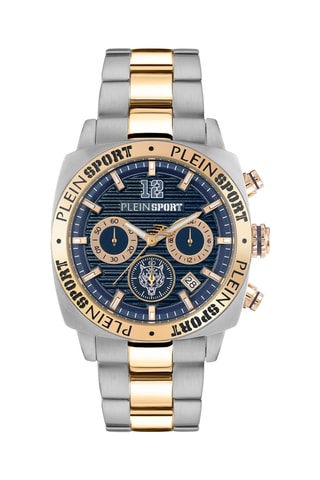 Montre à quartz en plaqué or jaune - Chronographe - Argenté et doré