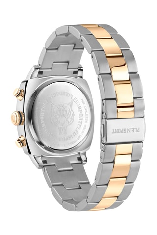 Montre à quartz en plaqué or jaune - Chronographe - Argenté et doré