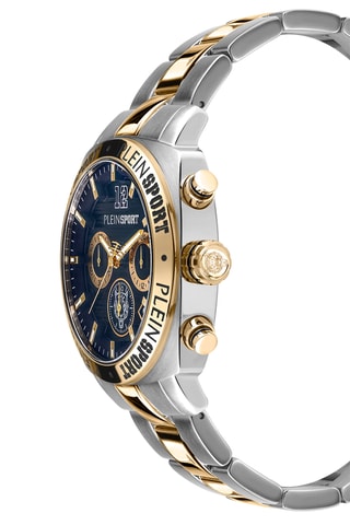 Montre à quartz en plaqué or jaune - Chronographe - Argenté et doré