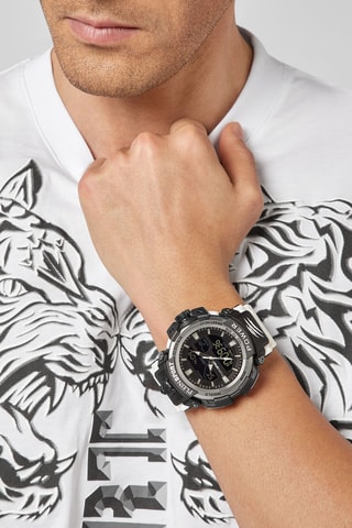 Montre à quartz en silicone - Chronomètre - Blanc et noir