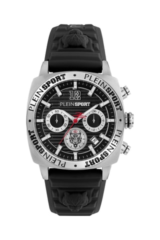 Montre à quartz en silicone - Chronographe - Noir et argenté