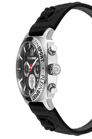 Montre à quartz en silicone - Chronographe - Noir et argenté