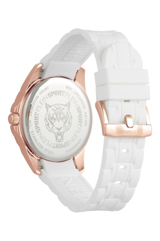 Montre à quartz en silicone et plaqué or rose - Blanc et doré