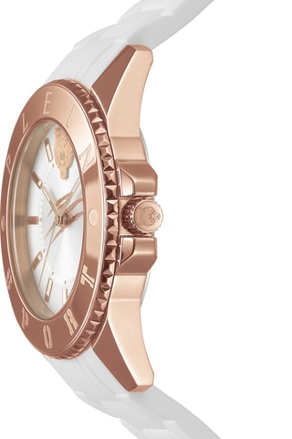 Montre à quartz en silicone et plaqué or rose - Blanc et doré