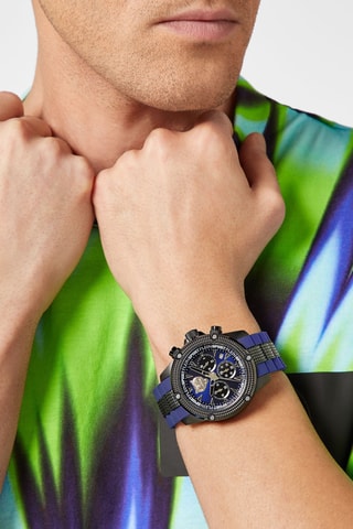 Montre à quartz en silicone - Chronographe - Bleu et noir