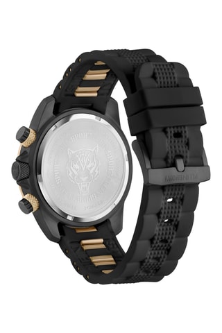 Montre à quartz en plaqué or jaune - Chronographe - Noir et doré