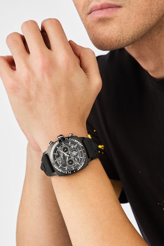 Montre à quartz en silicone - Chronographe - Noir
