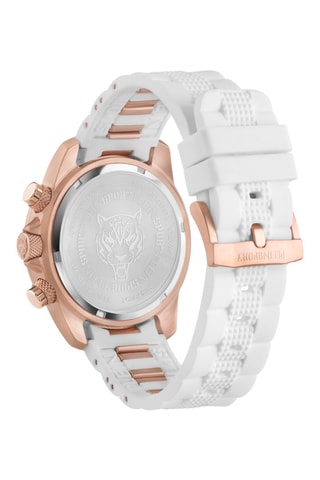 Montre à quartz en silicone - Chronographe - Blanc et doré rose