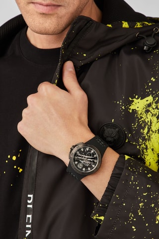 Montre à quartz en silicone - Chronographe - Noir et gris