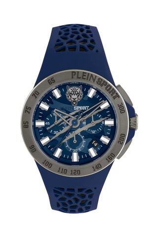 Montre à quartz en silicone - Chronographe et tachymètre - Bleu et gris