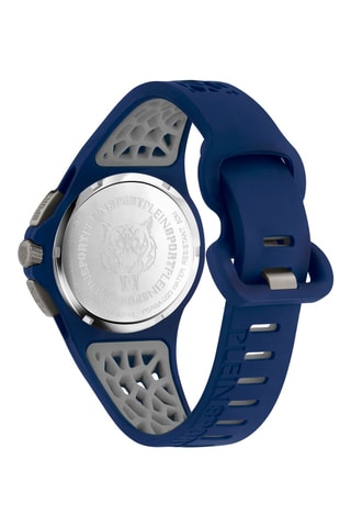 Montre à quartz en silicone - Chronographe et tachymètre - Bleu et gris