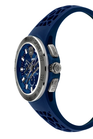 Montre à quartz en silicone - Chronographe et tachymètre - Bleu et gris