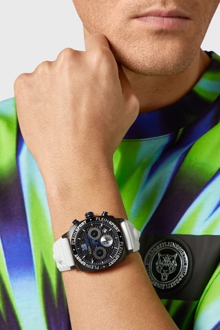 Montre à quartz en silicone - Chronographe - Blanc et noir