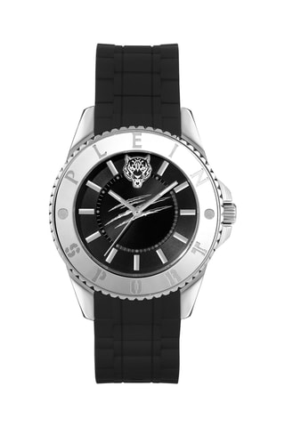 Montre à quartz en silicone - Noir et argenté